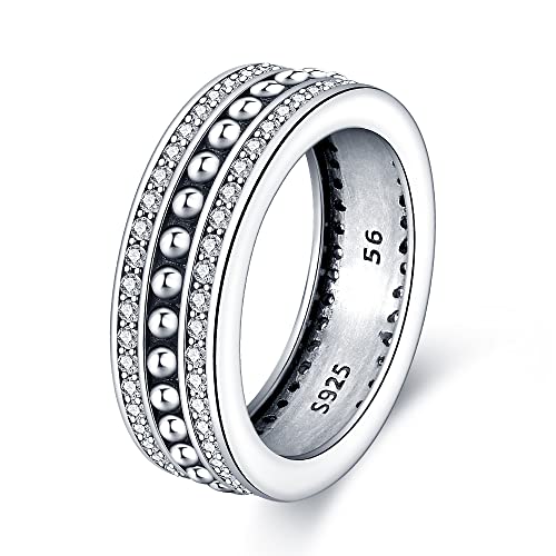 KUNSIR 925 Sterling Silber Ringe für Damen Liebesknoten Ringe Finger Federringe Schmuck Geschenke gekreuzte Ringe für Frauen mit Zirkonia Größe R1 von KUNSIR