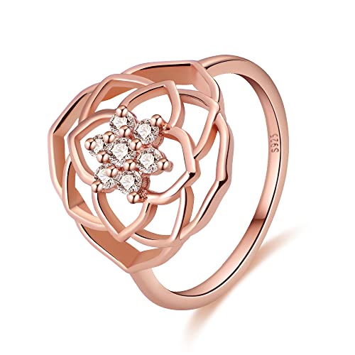 KUNSIR 925 Sterling Silber Ringe für Damen Liebesknoten Ringe Finger Federringe Schmuck Geschenke gekreuzte Ringe für Frauen mit Zirkonia Größe R1 von KUNSIR