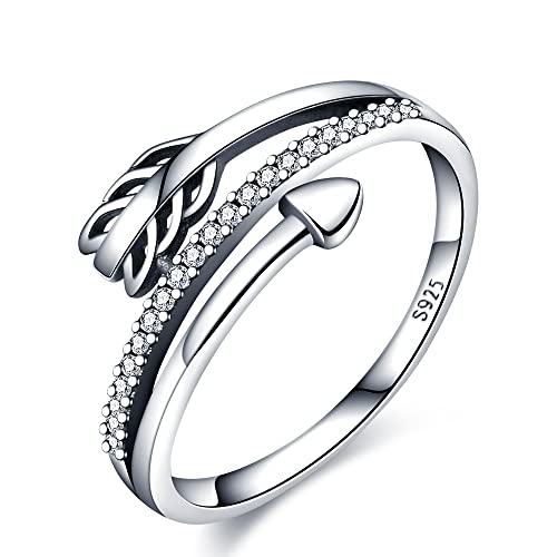 KUNSIR 925 Sterling Silber Ringe für Damen Liebesknoten Ringe Finger Federringe Schmuck Geschenke gekreuzte Ringe für Frauen mit Zirkonia Größe von KUNSIR