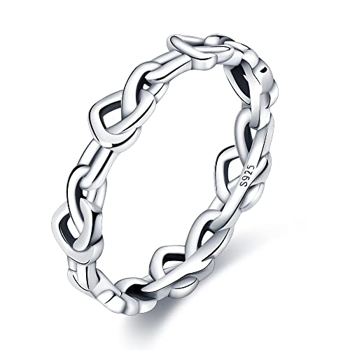 KUNSIR 925 Sterling Silber Ringe für Damen Liebesknoten Ringe Finger Federringe Schmuck Geschenke gekreuzte Ringe für Frauen mit Zirkonia Größe von KUNSIR