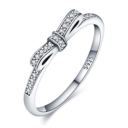 KUNSIR 925 Sterling Silber Ringe für Damen Liebesknoten Ringe Finger Federringe Schmuck Geschenke gekreuzte Ringe für Frauen mit Zirkonia Größe von KUNSIR