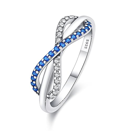 KUNSIR 925 Sterling Silber Ringe für Damen Liebesknoten Ringe Finger Federringe Schmuck Geschenke gekreuzte Ringe für Frauen mit Zirkonia Größe von KUNSIR