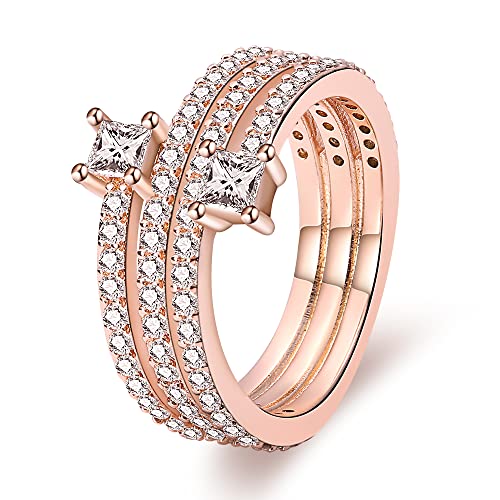 KUNSIR 925 Sterling Silber Ringe für Damen Liebesknoten Ringe Finger Federringe Schmuck Geschenke gekreuzte Ringe für Frauen mit Zirkonia Größe von KUNSIR