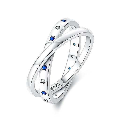 KUNSIR 925 Sterling Silber Ringe für Damen Liebesknoten Ringe Finger Federringe Schmuck Geschenke gekreuzte Ringe für Frauen mit Zirkonia Größe R1 von KUNSIR
