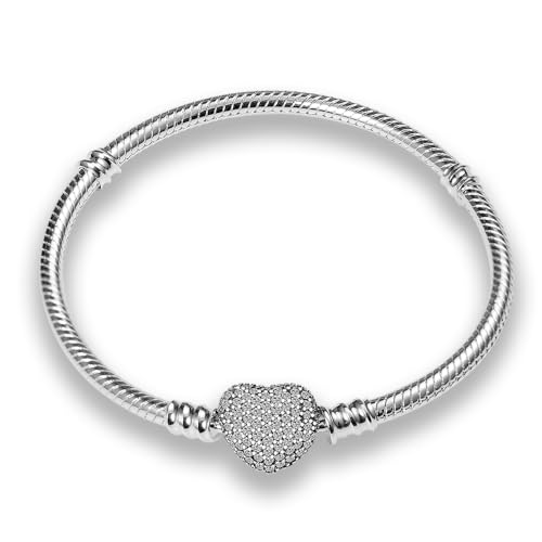 KUNSIR Armbänder Damen Moments Schlangen-Gliederarmband für Bead Charm,Armkette Silber 925 Mit Pandora Bead Charm, Valentinstag Muttertag Geburtstags Geschenk von KUNSIR