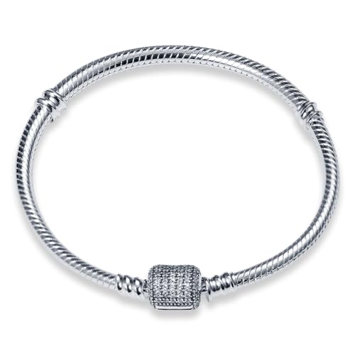 KUNSIR Armbänder Damen Moments Schlangen-Gliederarmband für Bead Charm,Armkette Silber 925 Mit Pandora Bead Charm, Valentinstag Muttertag Geburtstags Geschenk von KUNSIR