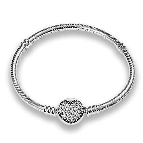 KUNSIR Armbänder Damen Moments Schlangen-Gliederarmband für Bead Charm,Armkette Silber 925 Mit Pandora Bead Charm, Valentinstag Muttertag Geburtstags Geschenk von KUNSIR