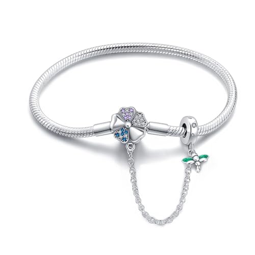 KUNSIR Armbänder Damen Moments Schlangen-Gliederarmband für Bead Charm,Armkette Silber 925 Mit Pandora Bead Charm, Valentinstag Muttertag Geburtstags Geschenk von KUNSIR
