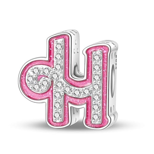 KUNSIR Charm Anhänger Damen Buchstabe H für Armband 925 Sterling Silber Charms Beads passend für Pandora Armband und Halskette, Kompatibel mit Europäischen Armbänder für Frauen Mädchen von KUNSIR