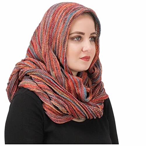 Kunst und Magie Damen Kapuzenschal Loop Schal Tube Dreadtube Multifunktionstuch Schlauchschal Hijab in vielen Farben, Farbe:Orange/Rot von Kunst und Magie