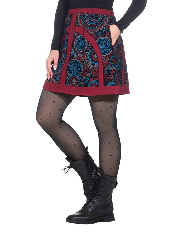 KUNST UND MAGIE A-Linien-Rock Kunst und Magie Bunter Damen kurzer Rock Hippie Goa Boho Minirock von KUNST UND MAGIE