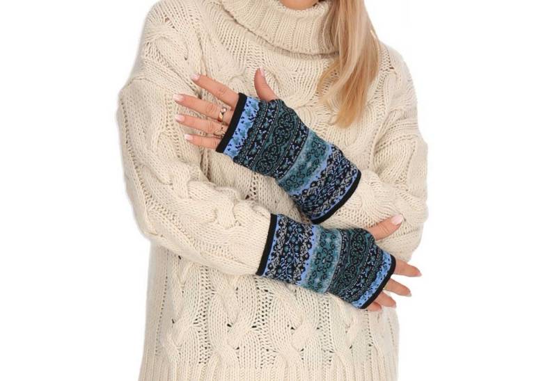 KUNST UND MAGIE Armstulpen Armstulpen Handwärmer Handschuhe Pulswärmer extrafeiner Jacquardstoff von KUNST UND MAGIE