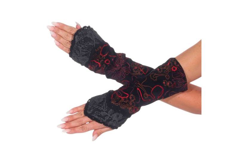 KUNST UND MAGIE Armstulpen Kunst&Magie Damen Samt Armstulpen Stulpen Handwärmer Handschuhe+Spitze von KUNST UND MAGIE
