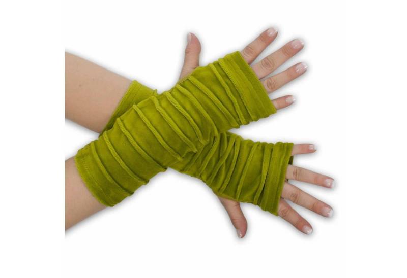 KUNST UND MAGIE Armstulpen Kunst und Magie Samt Armstulpen Stulpen Handwärmer Handschuhe Boho von KUNST UND MAGIE