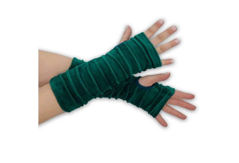 KUNST UND MAGIE Armstulpen Kunst und Magie Samt Armstulpen Stulpen Handwärmer Handschuhe Boho von KUNST UND MAGIE