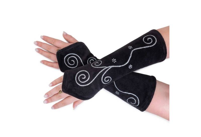 KUNST UND MAGIE Armstulpen Samt Stulpen Armstulpen Handwärmer Pulswärmer Handschuhe Boho Armlinge von KUNST UND MAGIE
