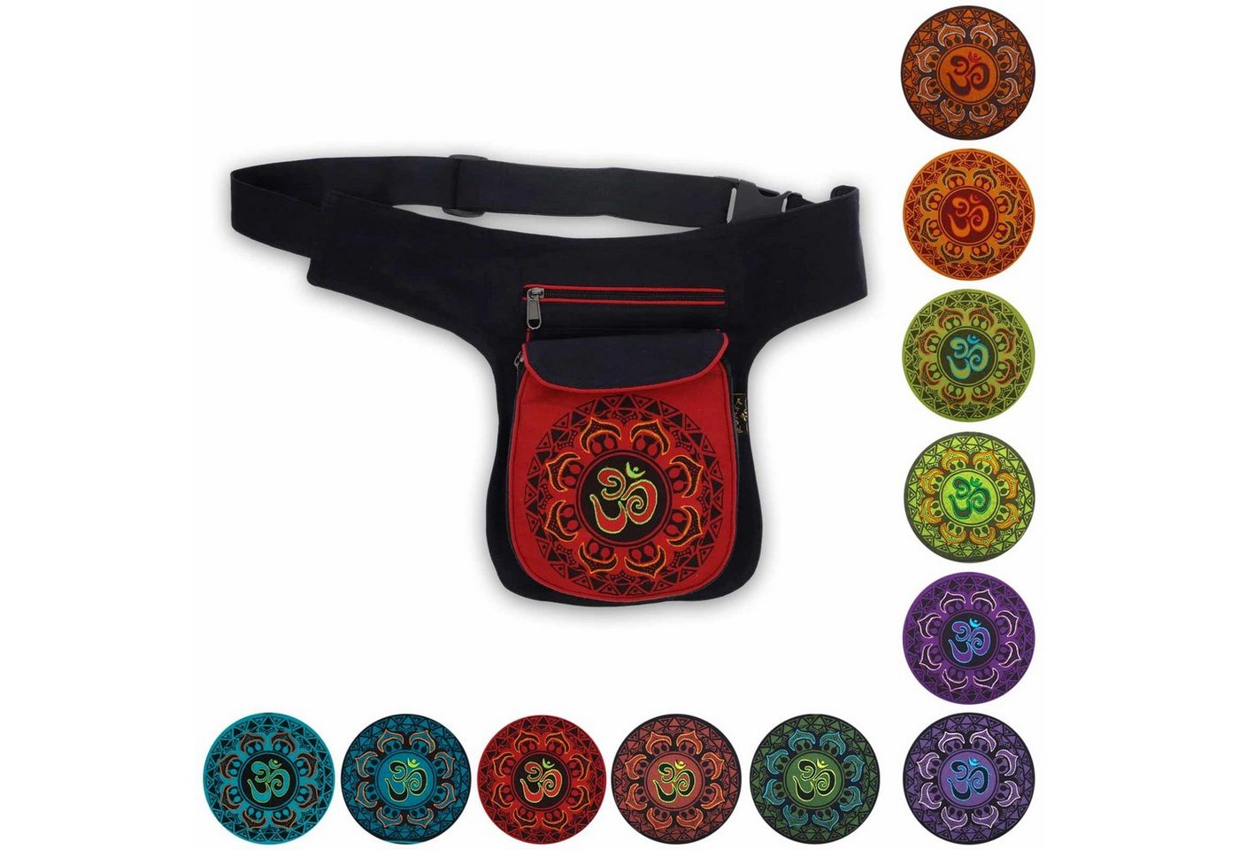 KUNST UND MAGIE Bauchtasche OM Mandala Bauchtasche Hüfttasche Mandala Gürteltasche Sidebag von KUNST UND MAGIE