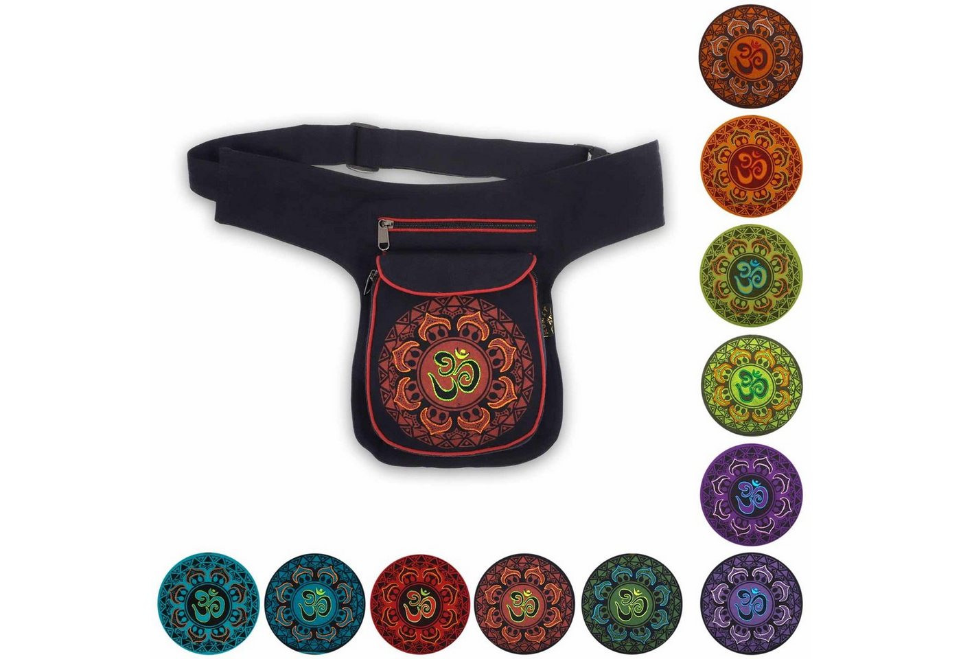 KUNST UND MAGIE Bauchtasche OM Mandala Bauchtasche Hüfttasche Mandala Gürteltasche Sidebag von KUNST UND MAGIE