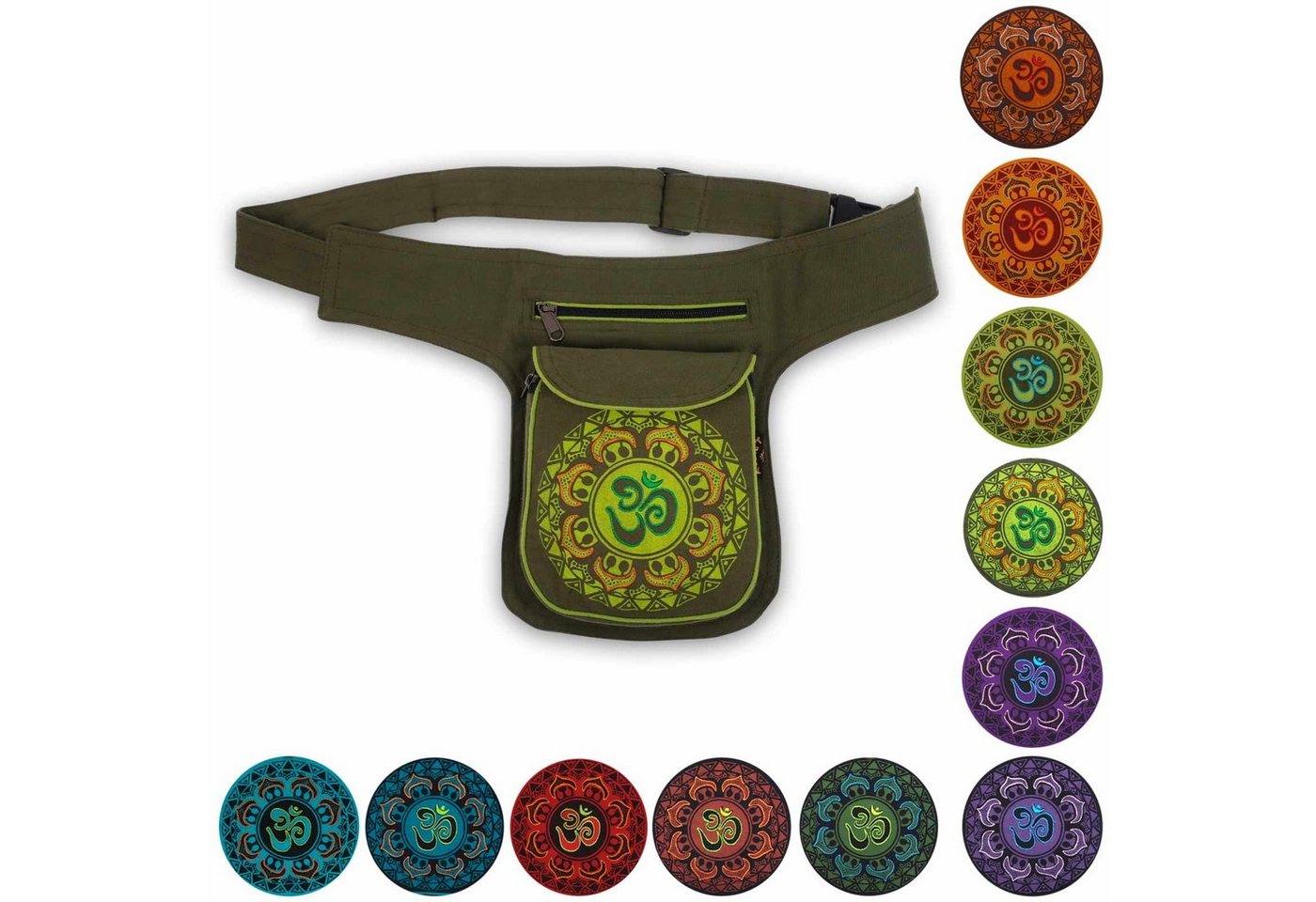 KUNST UND MAGIE Bauchtasche OM Mandala Bauchtasche Hüfttasche Mandala Gürteltasche Sidebag von KUNST UND MAGIE