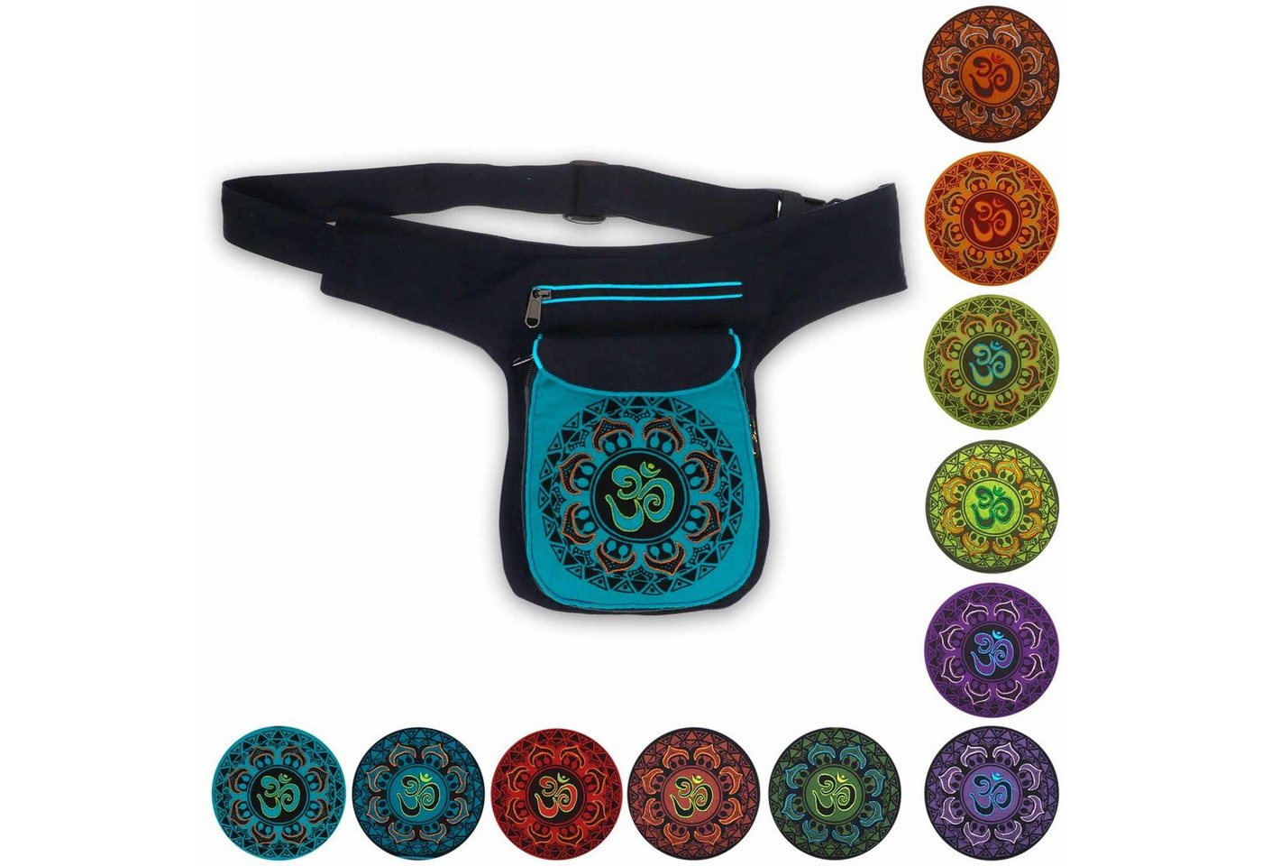 KUNST UND MAGIE Bauchtasche OM Mandala Bauchtasche Hüfttasche Mandala Gürteltasche Sidebag von KUNST UND MAGIE