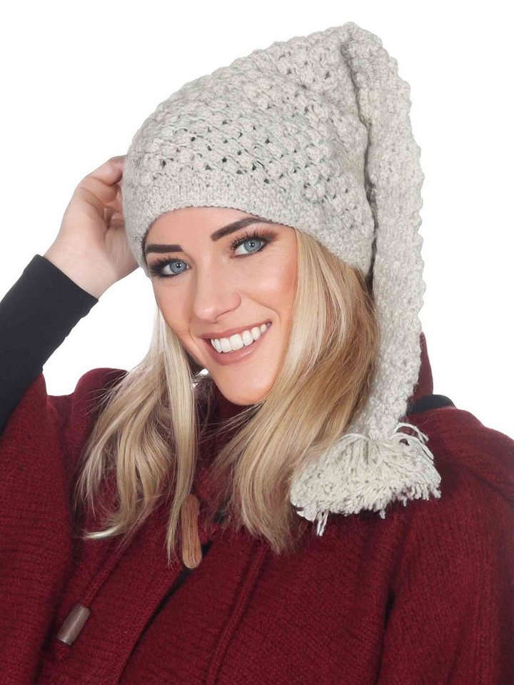 KUNST UND MAGIE Bommelmütze Strickmütze Bommelmütze Mütze Wolle Wollmütze Lange Zipfelmütze von KUNST UND MAGIE