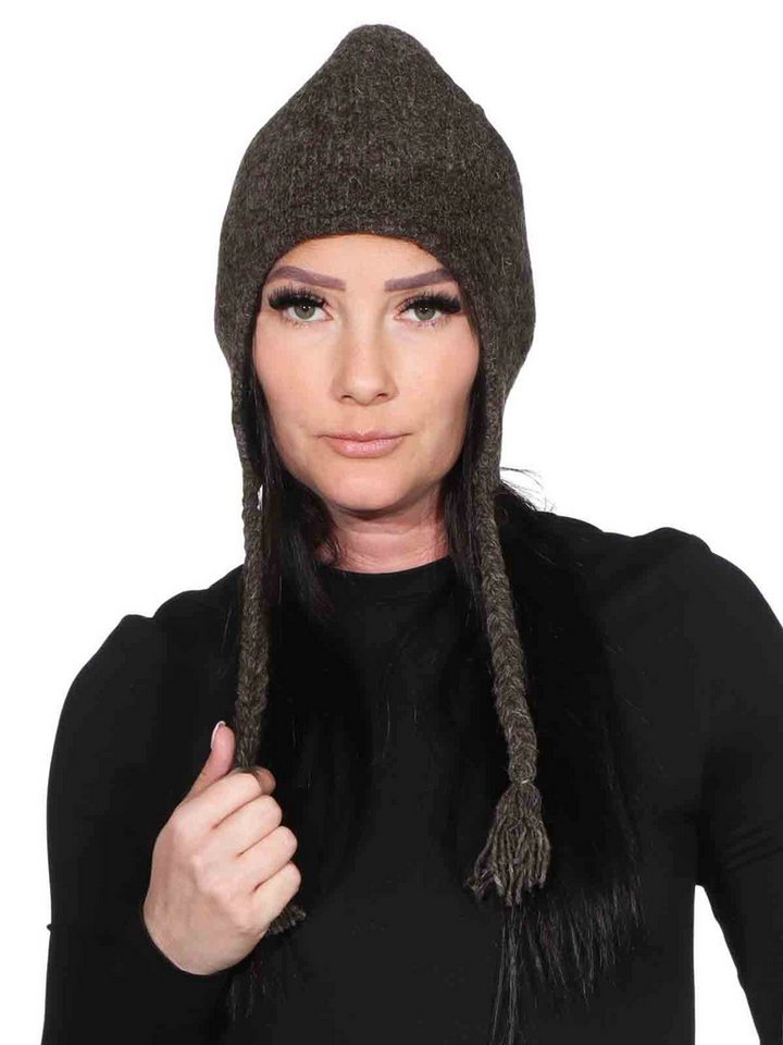 KUNST UND MAGIE Bommelmütze Strickmütze Zipfelmütze Wollmütze Ohrenklappen Fair Nepal von KUNST UND MAGIE