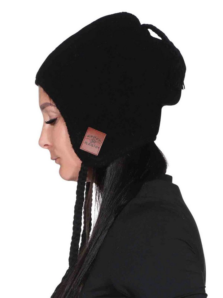 KUNST UND MAGIE Bommelmütze Strickmütze Zipfelmütze Wollmütze Ohrenklappen Fair Nepal von KUNST UND MAGIE