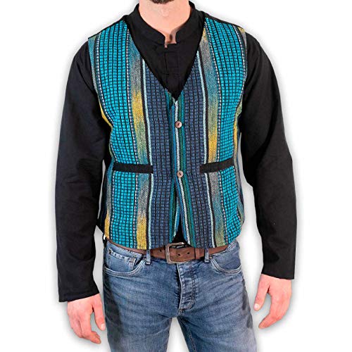 Kunst und Magie Bunte Herren Hippie Weste, Größe:XL, Farbe:Blautöne Kunst und Magie Bunte Herren Hippie Weste, Größe:XL, Farbe:Blautöne von Kunst und Magie