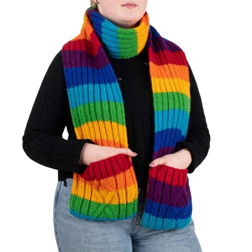 Kunst und Magie Bunter Wollschal mit Taschen Regenbogen Schal XXL Boho Hippie Goa Rainbow Kunst und Magie Bunter Wollschal mit Taschen Regenbogen Schal XXL Boho Hippie Goa Rainbow von Kunst und Magie