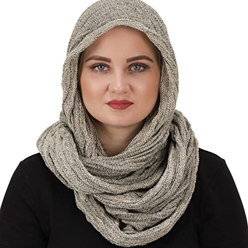 Kunst und Magie Damen Kapuzenschal Loop Schal Tube Dreadtube Multifunktionstuch Schlauchschal Hijab in vielen Farben, Farbe:Grau von Kunst und Magie