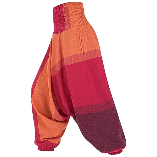 KUNST UND MAGIE Damen orientalische Yoga Freizeit Haremshose Wellnesshose Jodpurhose, Farbe:Orange/Rot von KUNST UND MAGIE