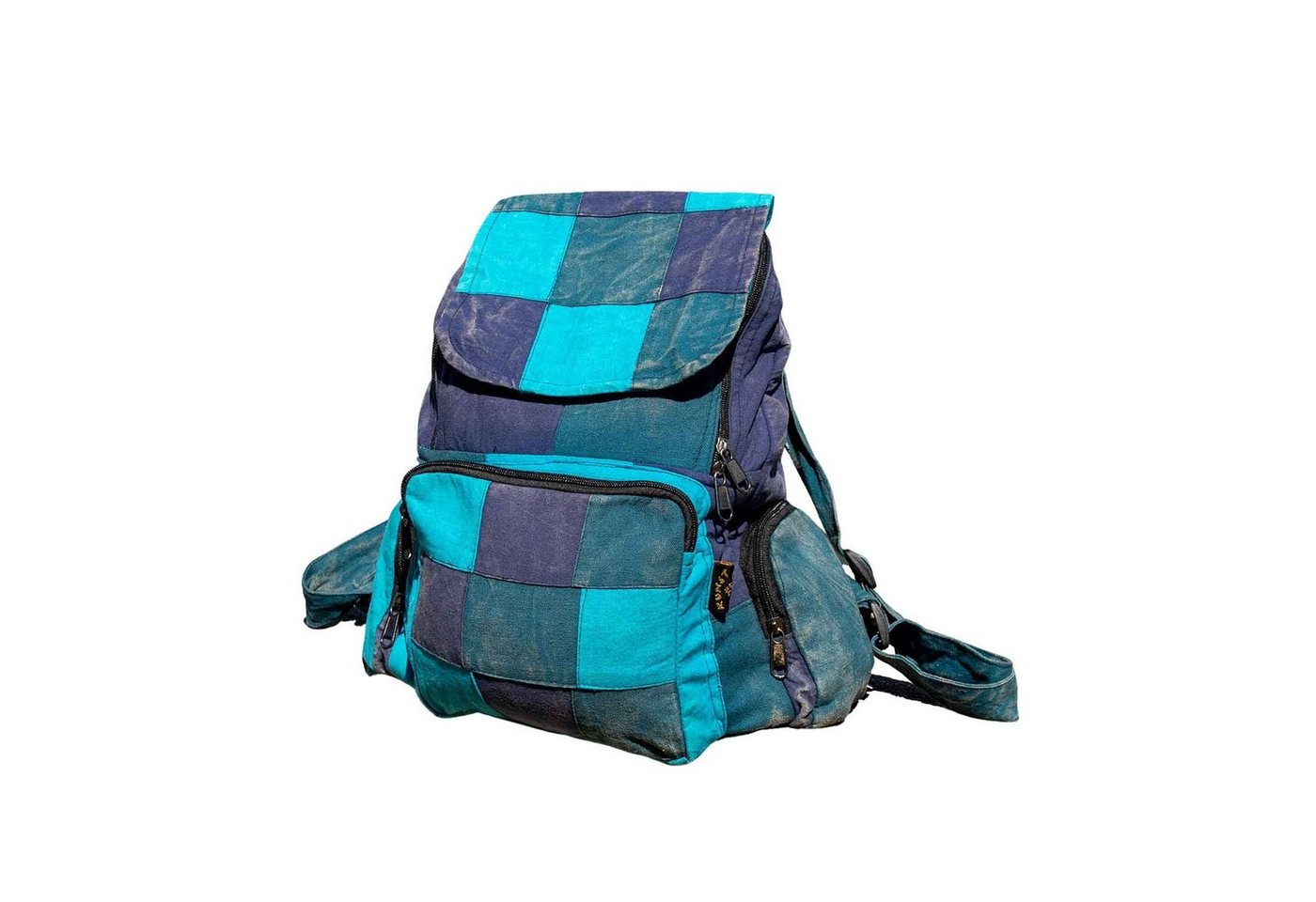 KUNST UND MAGIE Daypack Bunt Hippie Patch Rucksack No Waist Stonewashed Nepal Fair von KUNST UND MAGIE