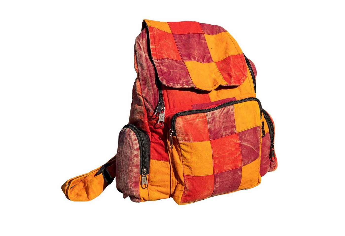 KUNST UND MAGIE Daypack Bunt Hippie Patch Rucksack No Waist Stonewashed Nepal Fair von KUNST UND MAGIE