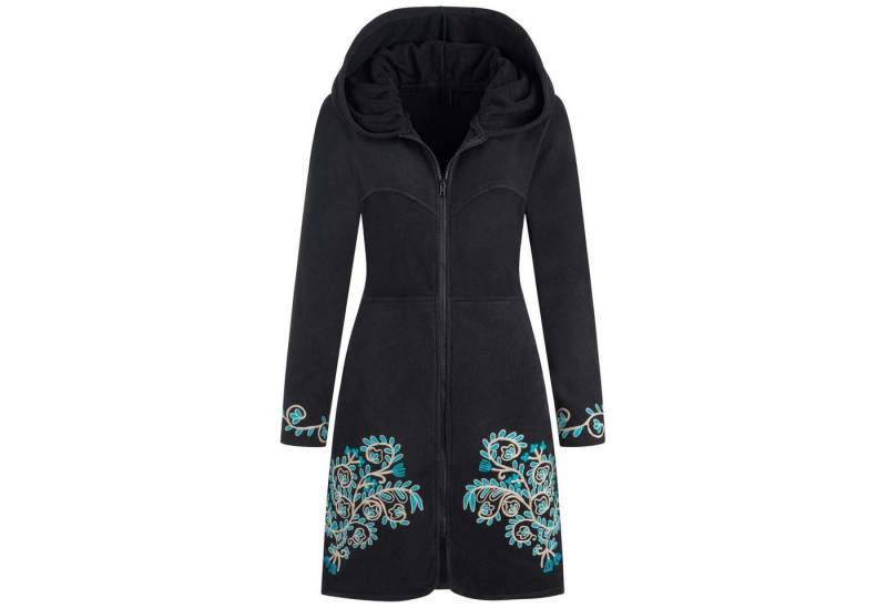 KUNST UND MAGIE Fleecejacke KUNST UND MAGIE Damen Mantel Fleece Kurzmantel Jacke Boho Goa recycelt von KUNST UND MAGIE