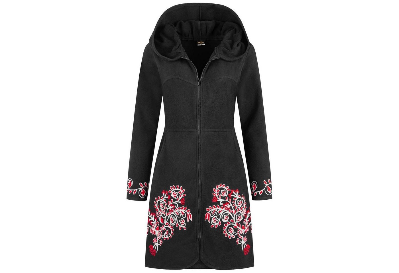 KUNST UND MAGIE Fleecejacke KUNST UND MAGIE Damen Mantel Fleece Kurzmantel Jacke Boho Goa recycelt von KUNST UND MAGIE