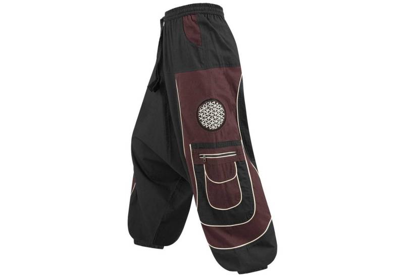 KUNST UND MAGIE Haremshose Cargohose Hippie Haremshose Goa Hose Lebensblume Pluderhose Unisex Psy von KUNST UND MAGIE