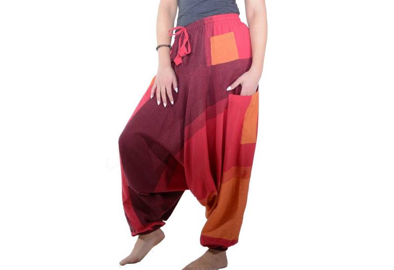 KUNST UND MAGIE Haremshose Damen Harem Hose Bunt Aladin Haremshose Pluderhose Pumphose Goa Hippie von KUNST UND MAGIE