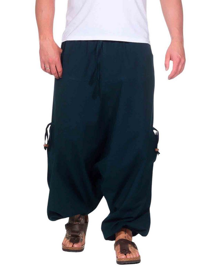 KUNST UND MAGIE Haremshose Haremshose Herren Unisex Baumwolle – Goa Hose mit Taschen Aladinhose von KUNST UND MAGIE