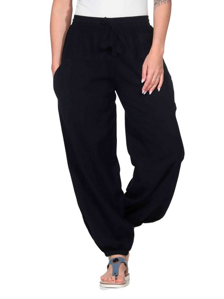 KUNST UND MAGIE Haremshose KUNST&MAGIE Damen Yoga/Pumphose Pluderhose unifarben Baumwolle lang von KUNST UND MAGIE
