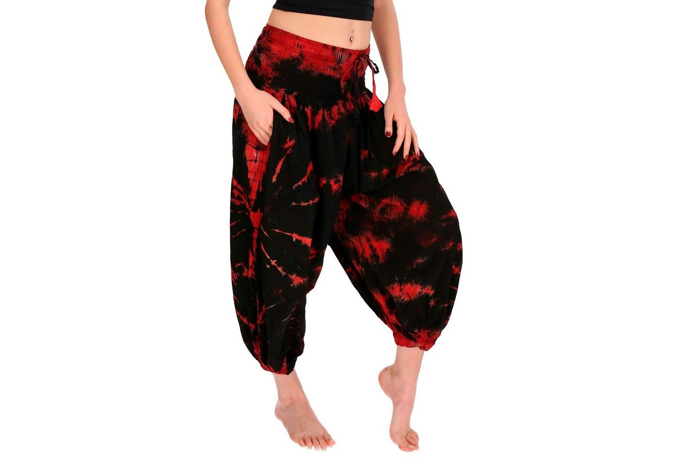 KUNST UND MAGIE Haremshose Damen Batikhose Tie Dye Baumwoll Haremshose Wellnesshose Pluderhose von KUNST UND MAGIE