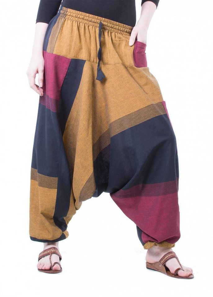 KUNST UND MAGIE Haremshose Damen Harem Hose Bunt Aladin Haremshose Pluderhose Pumphose Goa Hippie von KUNST UND MAGIE