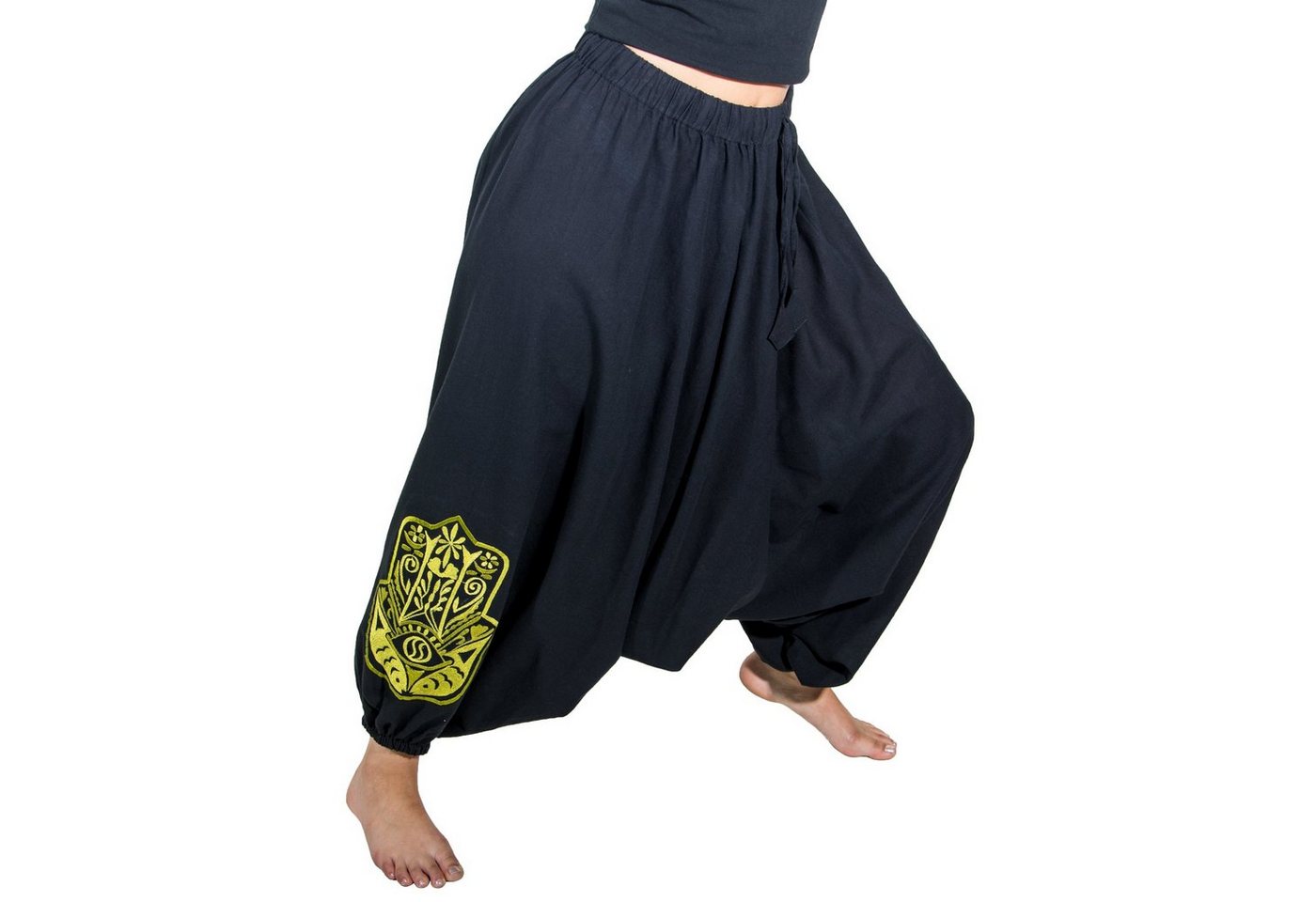 KUNST UND MAGIE Haremshose Kunst und Magie Damen Haremshose mit Hamsa Hand der Fatima Symbol KUNST UND MAGIE Haremshose Kunst und Magie Damen Haremshose mit Hamsa Hand der Fatima Symbol von KUNST UND MAGIE