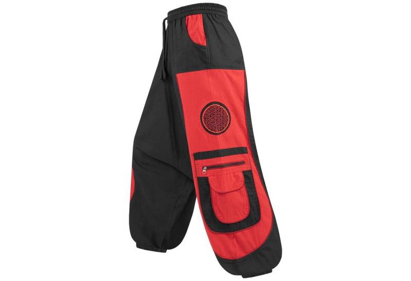 KUNST UND MAGIE Haremshose Cargohose Hippie Haremshose Goa Hose Lebensblume Pluderhose Unisex Psy von KUNST UND MAGIE