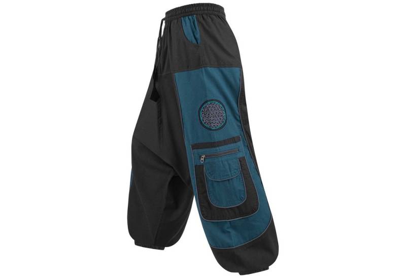 KUNST UND MAGIE Haremshose Cargohose Hippie Haremshose Goa Hose Lebensblume Pluderhose Unisex Psy von KUNST UND MAGIE