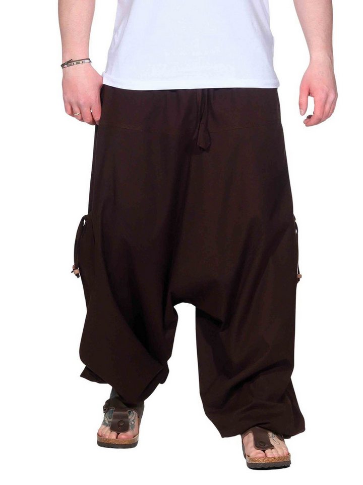 KUNST UND MAGIE Haremshose Haremshose Herren Unisex Baumwolle – Goa Hose mit Taschen Aladinhose von KUNST UND MAGIE