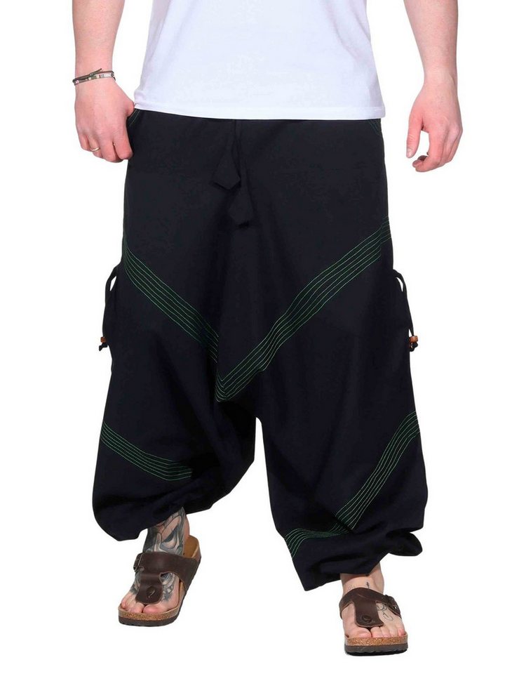 KUNST UND MAGIE Haremshose Haremshose Herren Unisex Baumwolle – Goa Hose mit Taschen Aladinhose von KUNST UND MAGIE