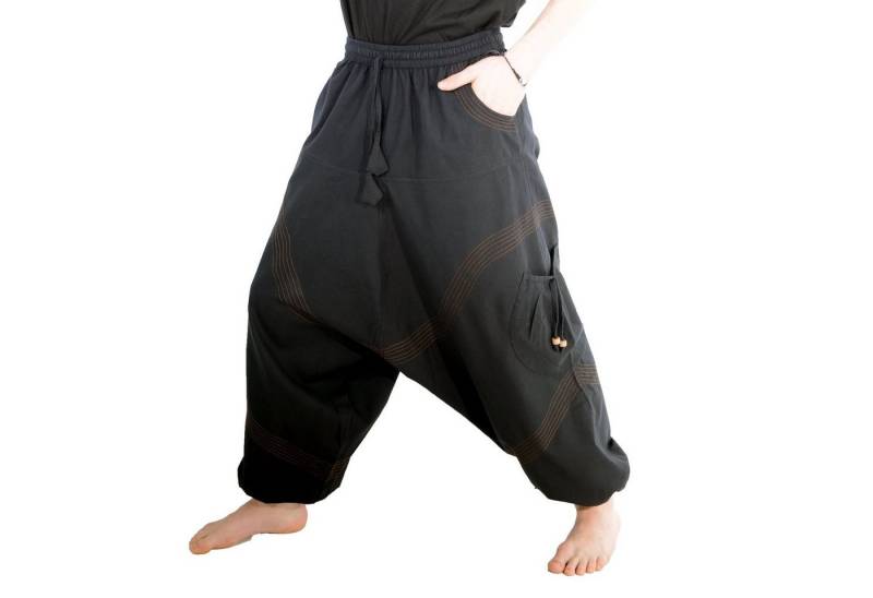 KUNST UND MAGIE Haremshose Haremshose Herren Unisex Baumwolle – Goa Hose mit Taschen Aladinhose von KUNST UND MAGIE