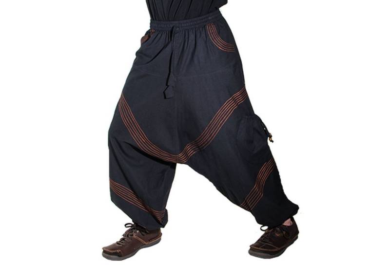 KUNST UND MAGIE Haremshose Haremshose Herren Unisex Baumwolle – Goa Hose mit Taschen Aladinhose von KUNST UND MAGIE