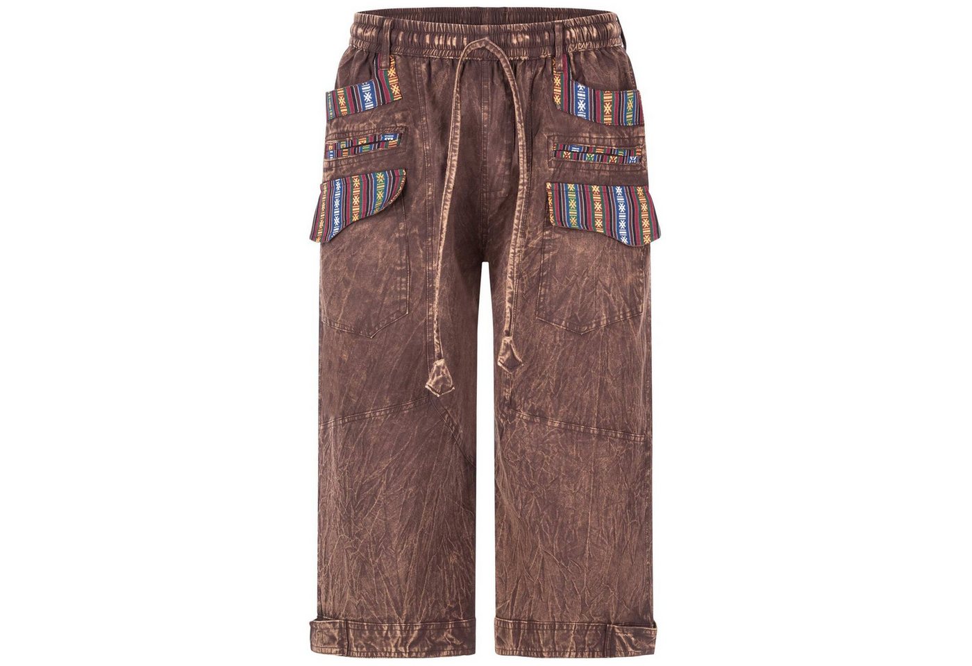 KUNST UND MAGIE Haremshose Kurze AHerren Hose 3/4 Baggy Cargo Yoga Shorts Hippie Goa Baumwolle von KUNST UND MAGIE