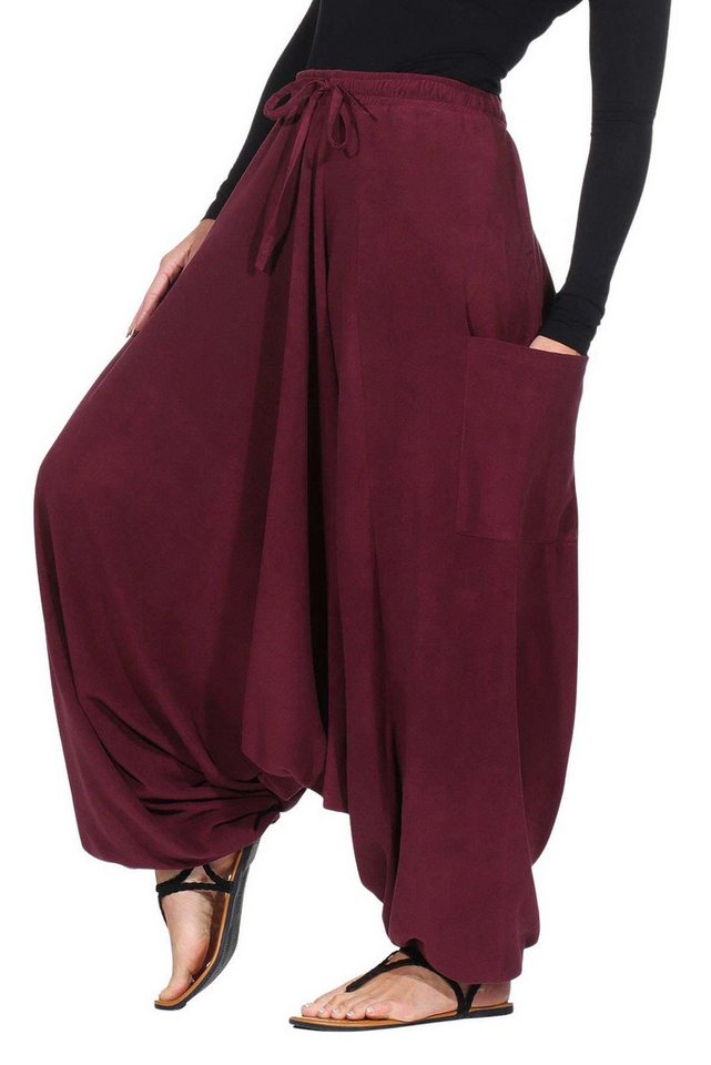 KUNST UND MAGIE Haremshose Unisex Fleecehose Thermo Haremshose Wellnesshose Boho Winter Hose von KUNST UND MAGIE